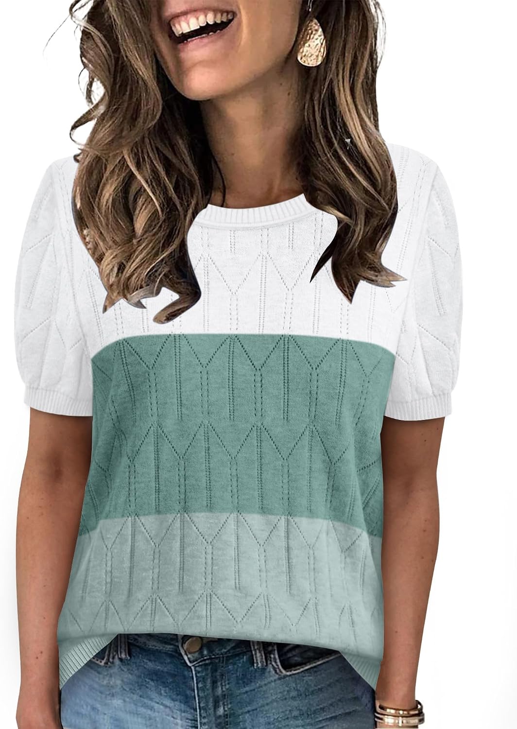 Sampeel short sleeve round neck knit top, photo 11 of 17