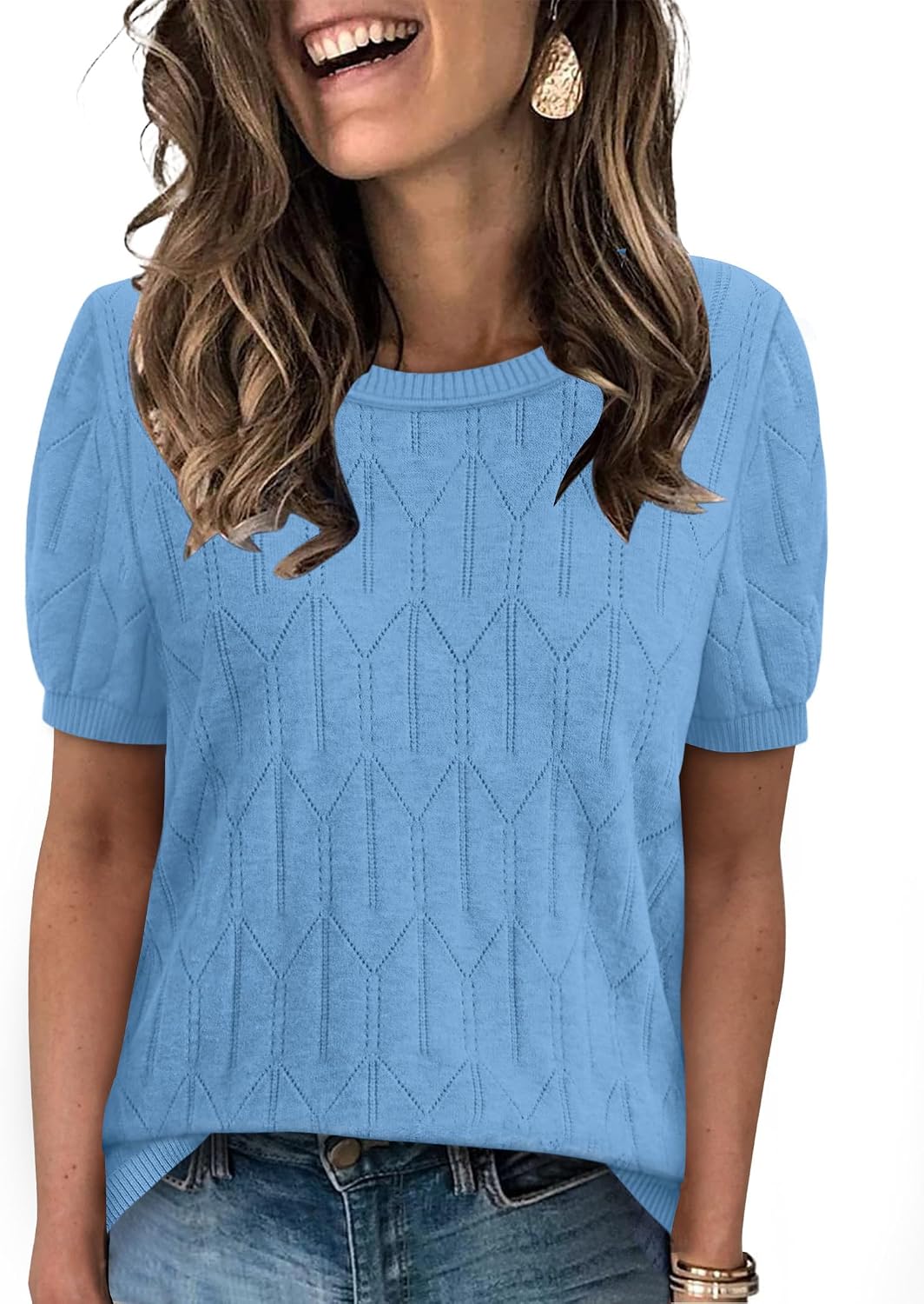 Sampeel short sleeve round neck knit top, photo 13 of 17