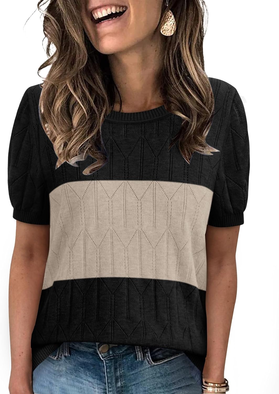 Sampeel short sleeve round neck knit top, photo 6 of 17