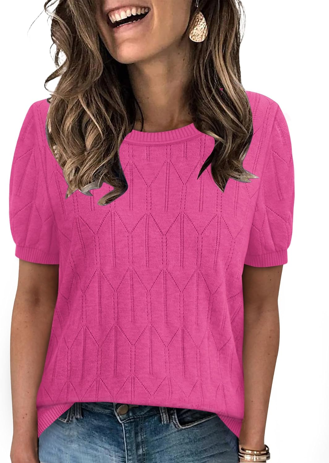 Sampeel short sleeve round neck knit top, photo 16 of 17
