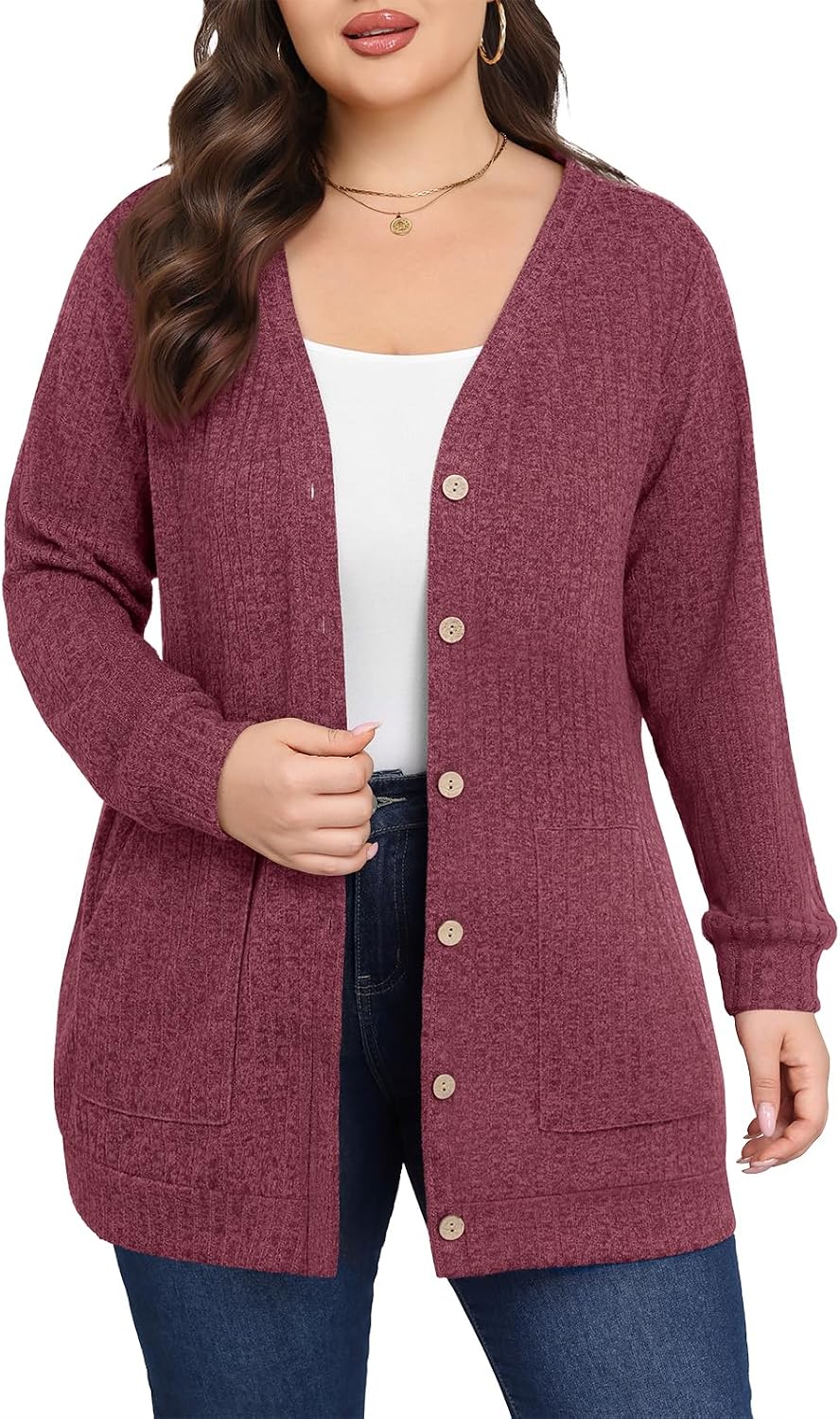 Lastshe plus size open front cardigan with pockets, photo 9 of 18