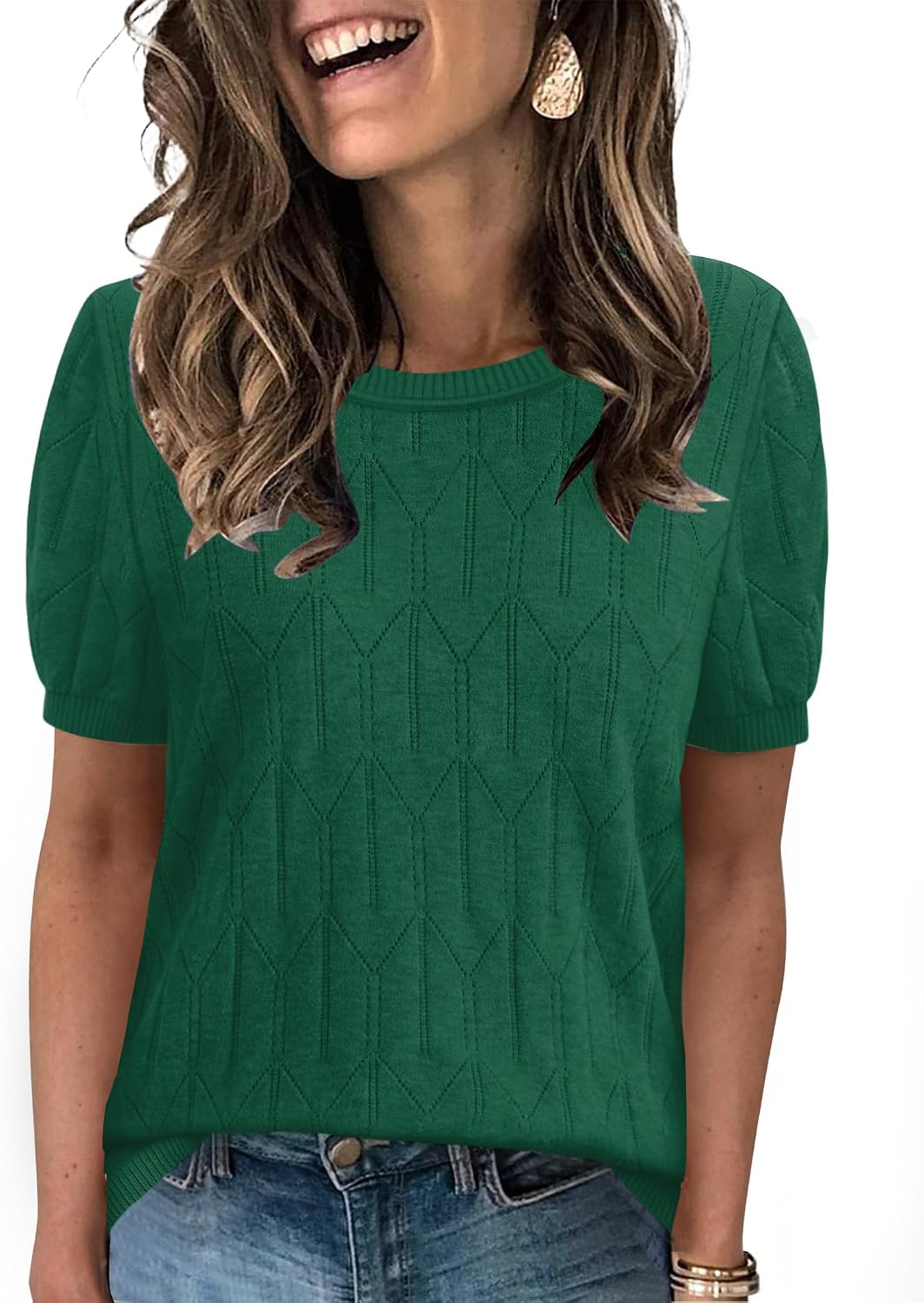 Sampeel short sleeve round neck knit top, photo 10 of 17