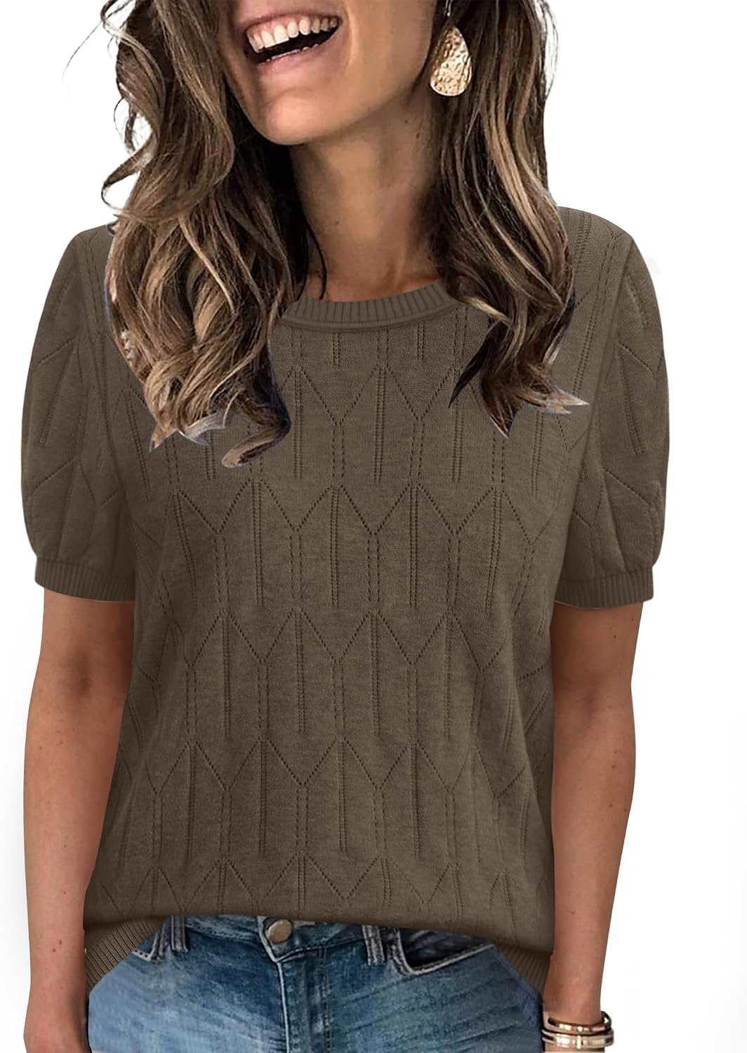 Sampeel short sleeve round neck knit top, photo 9 of 17
