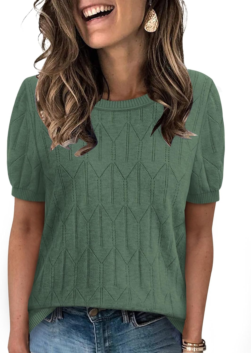 Sampeel short sleeve round neck knit top, photo 12 of 17