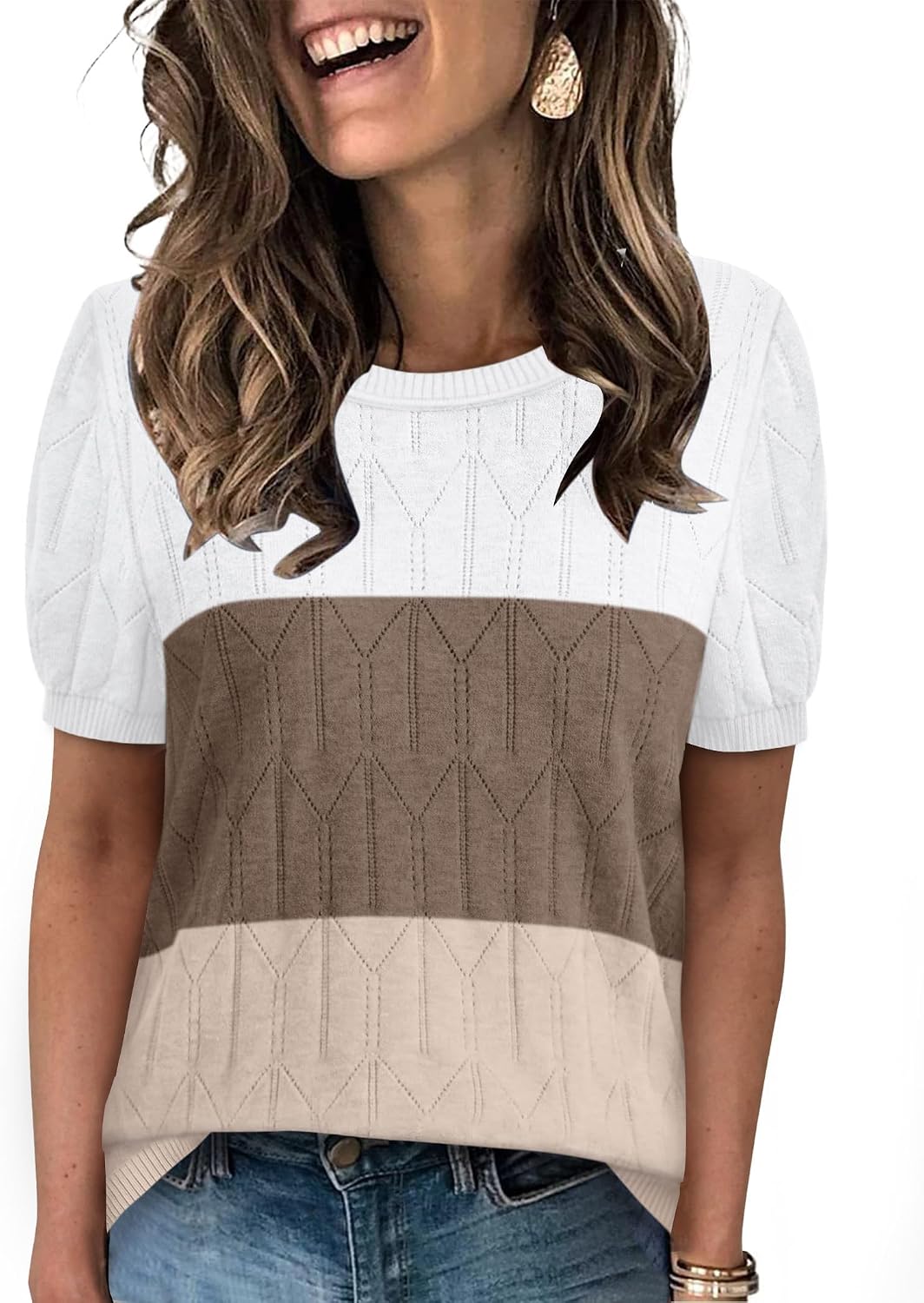 Sampeel short sleeve round neck knit top, photo 3 of 17