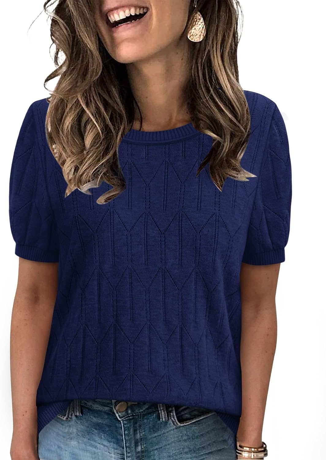 Sampeel short sleeve round neck knit top, photo 15 of 17