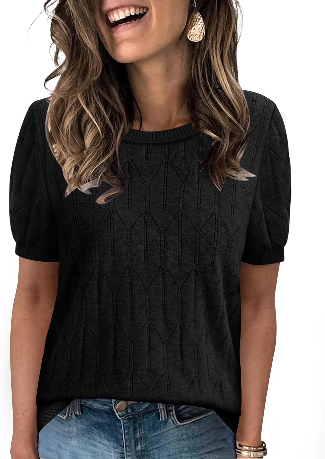 Sampeel short sleeve round neck knit top, photo 17 of 17