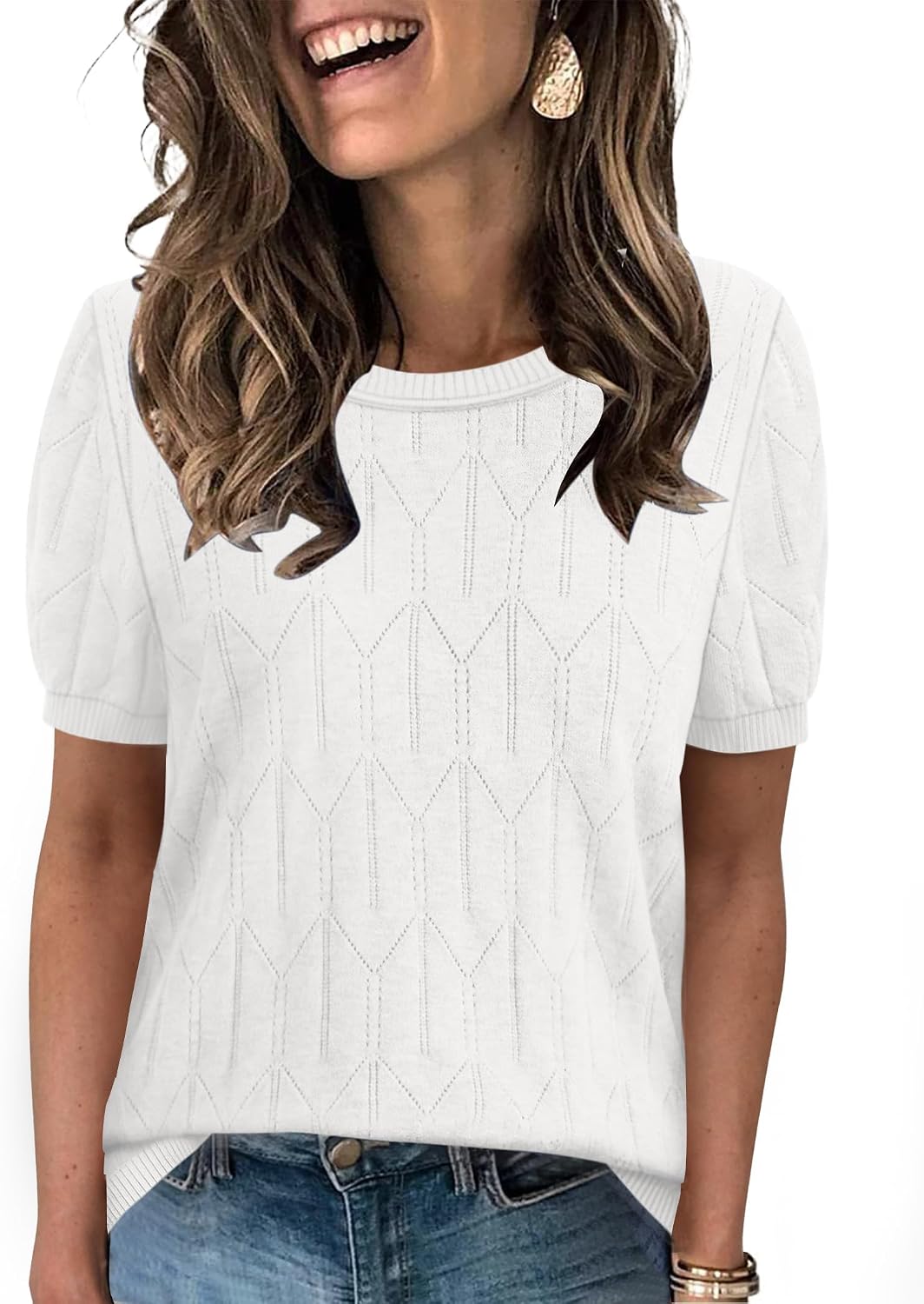 Sampeel short sleeve round neck knit top, photo 8 of 17