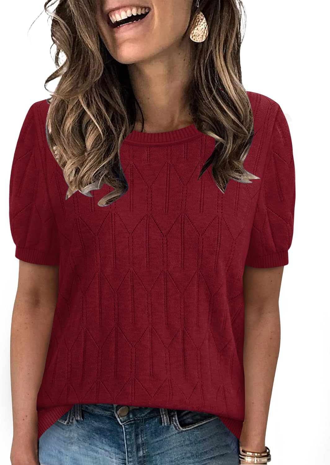 Sampeel short sleeve round neck knit top, photo 7 of 17