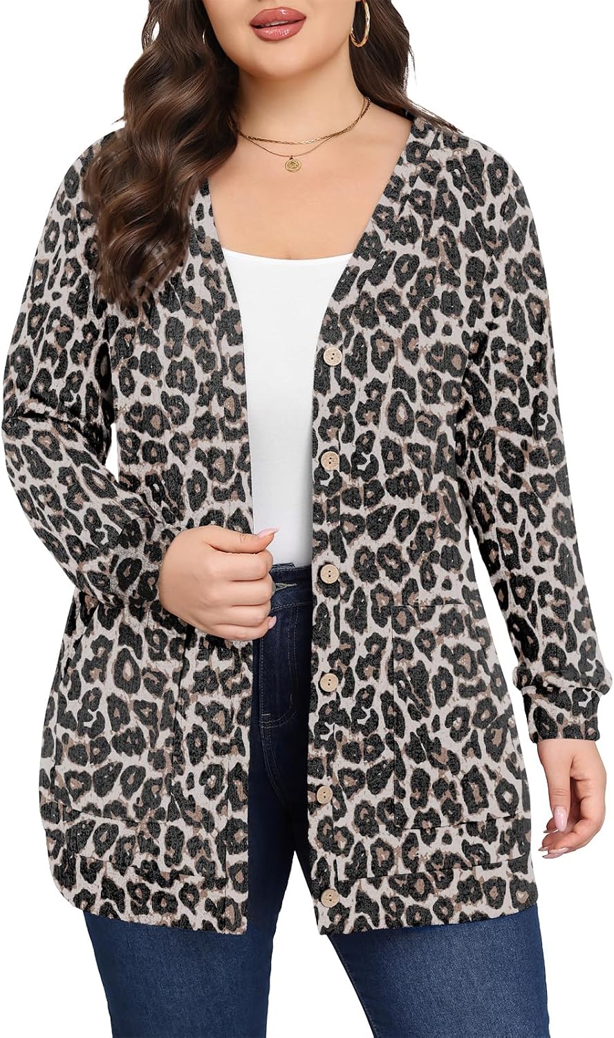 Lastshe plus size open front cardigan with pockets, photo 13 of 18